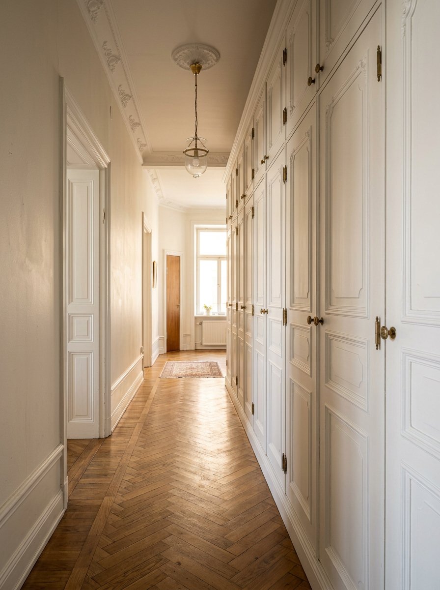 Platsbyggda garderober i hall