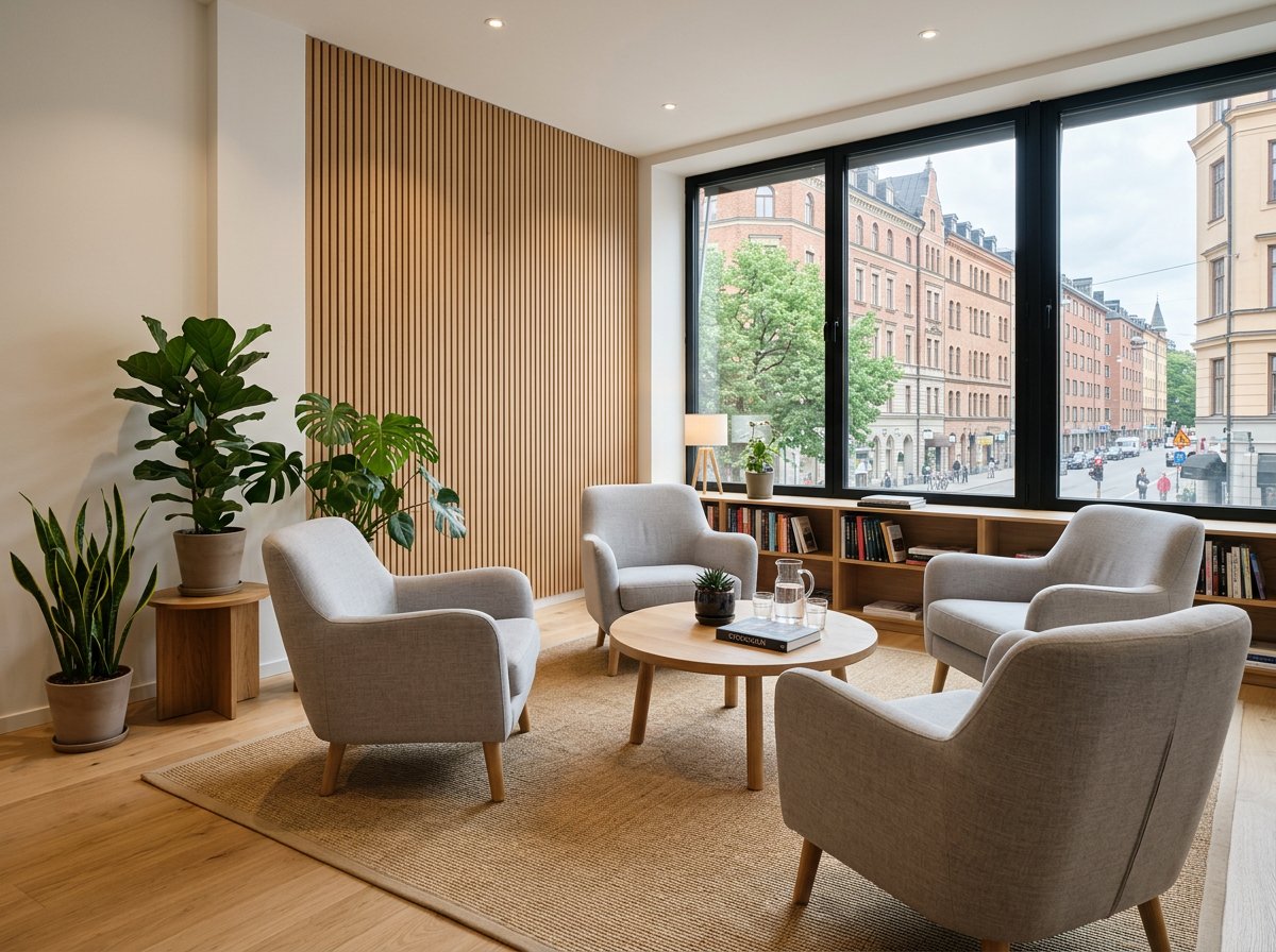 Lounge i det anpassade kontoret