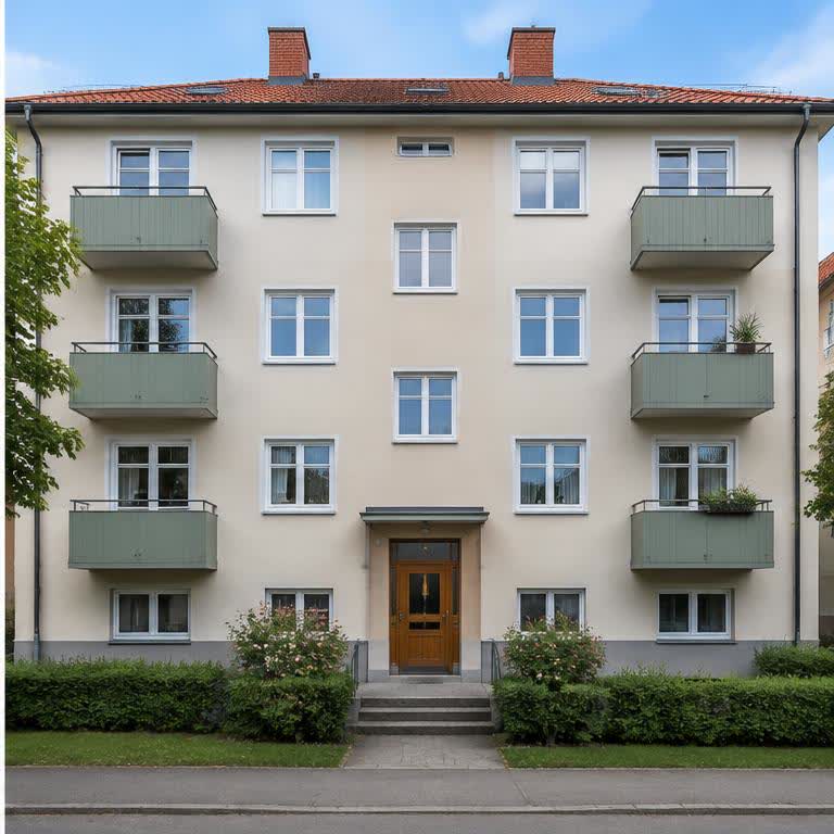 Renoverad fasad efter underhåll